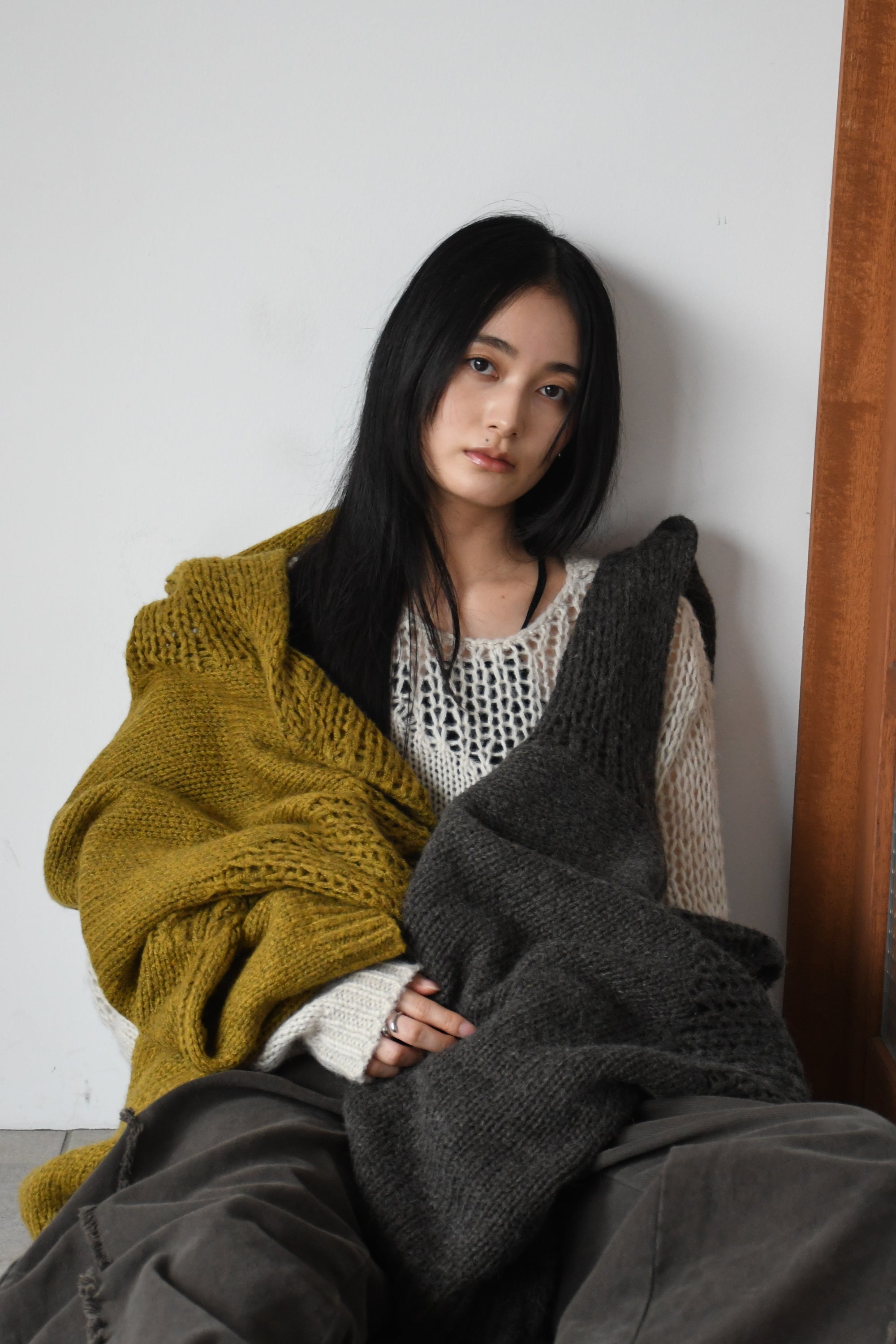 sheer asymmetry knit