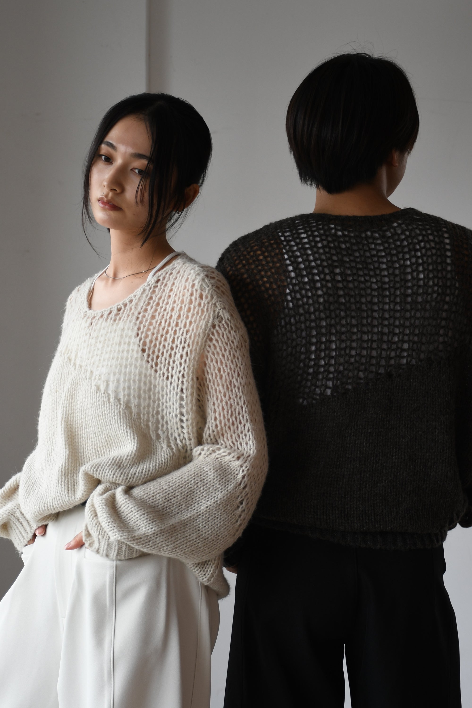 sheer asymmetry knit