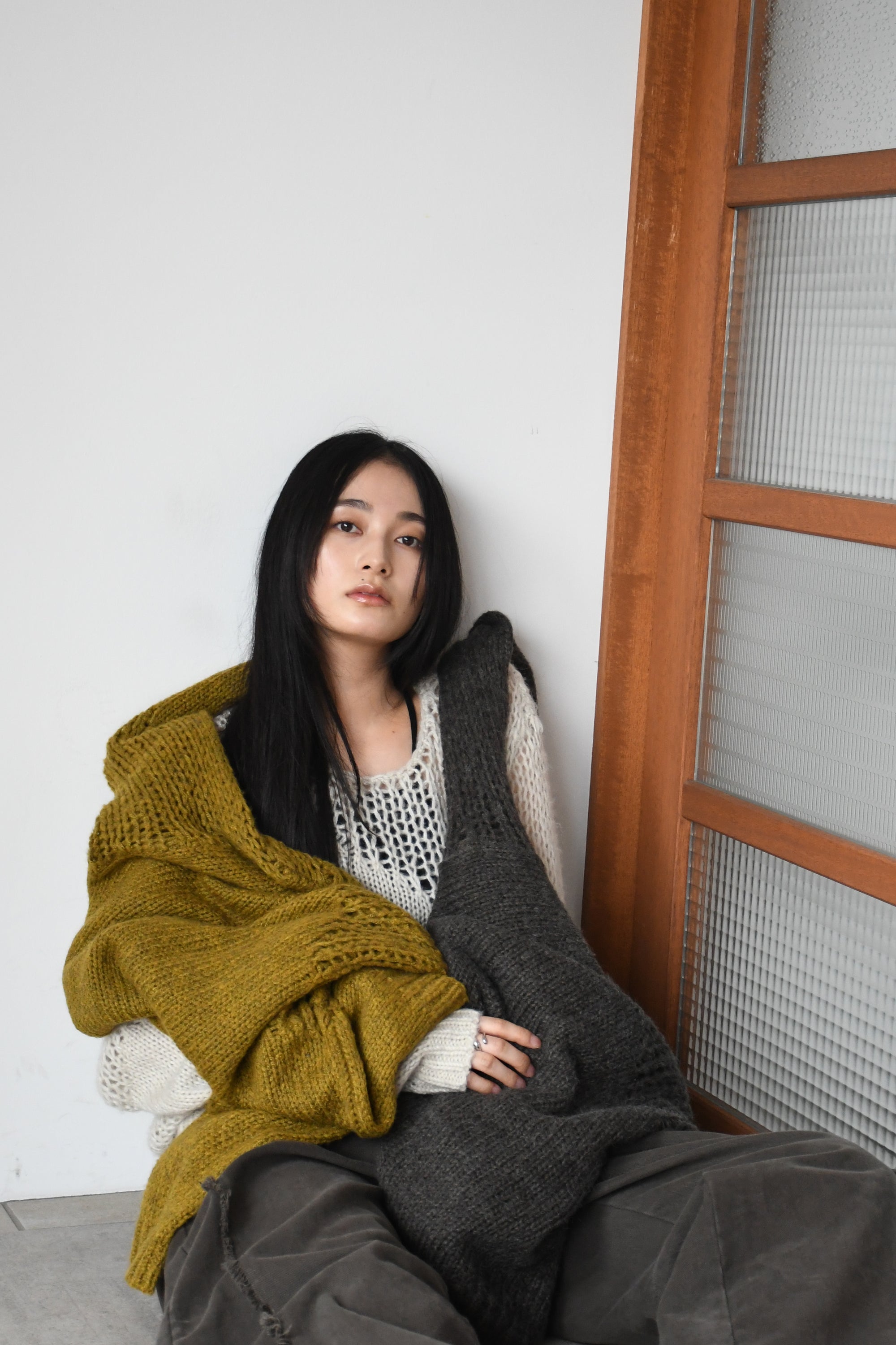 sheer asymmetry knit