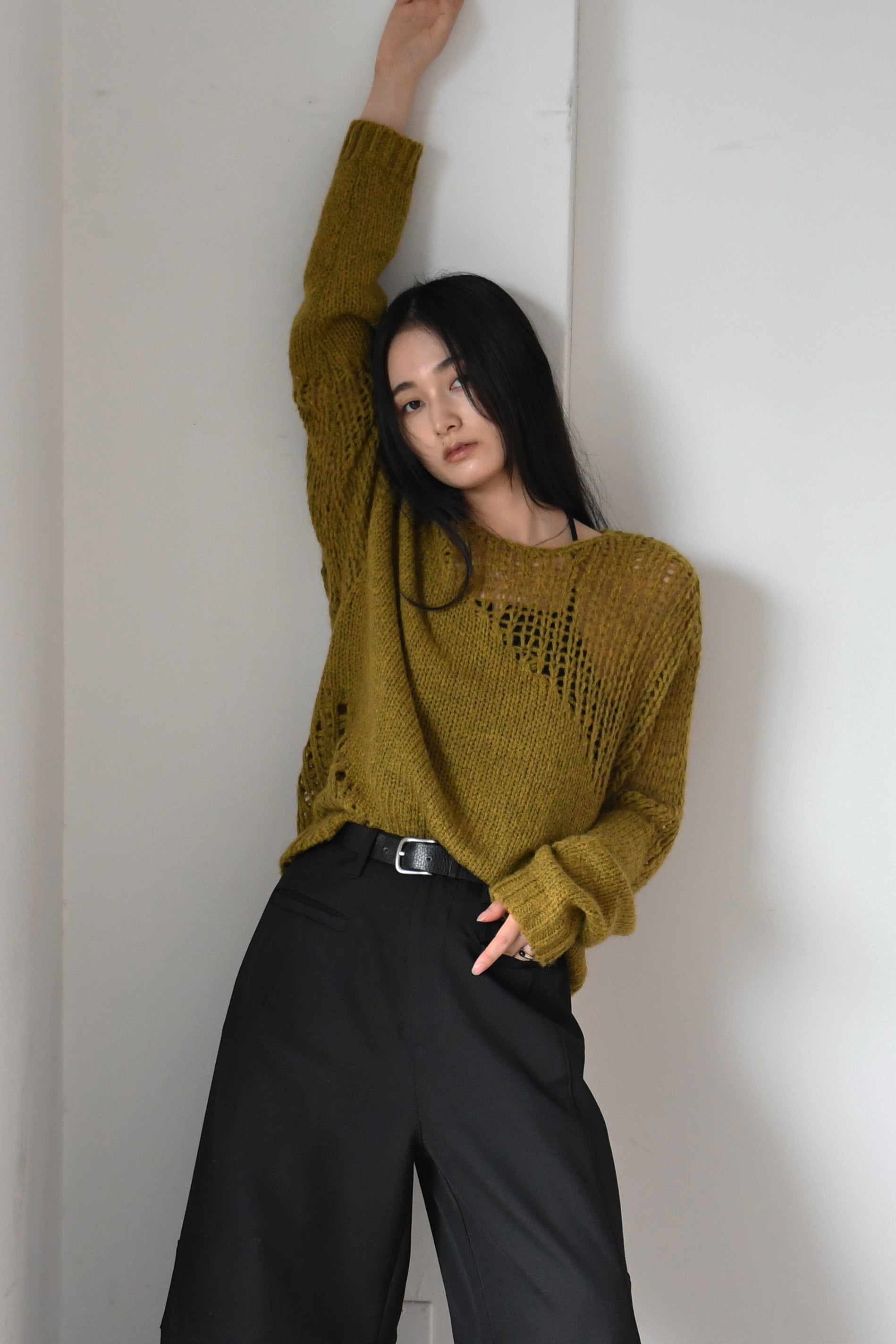 sheer asymmetry knit