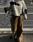 block shaggy knit