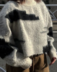 block shaggy knit