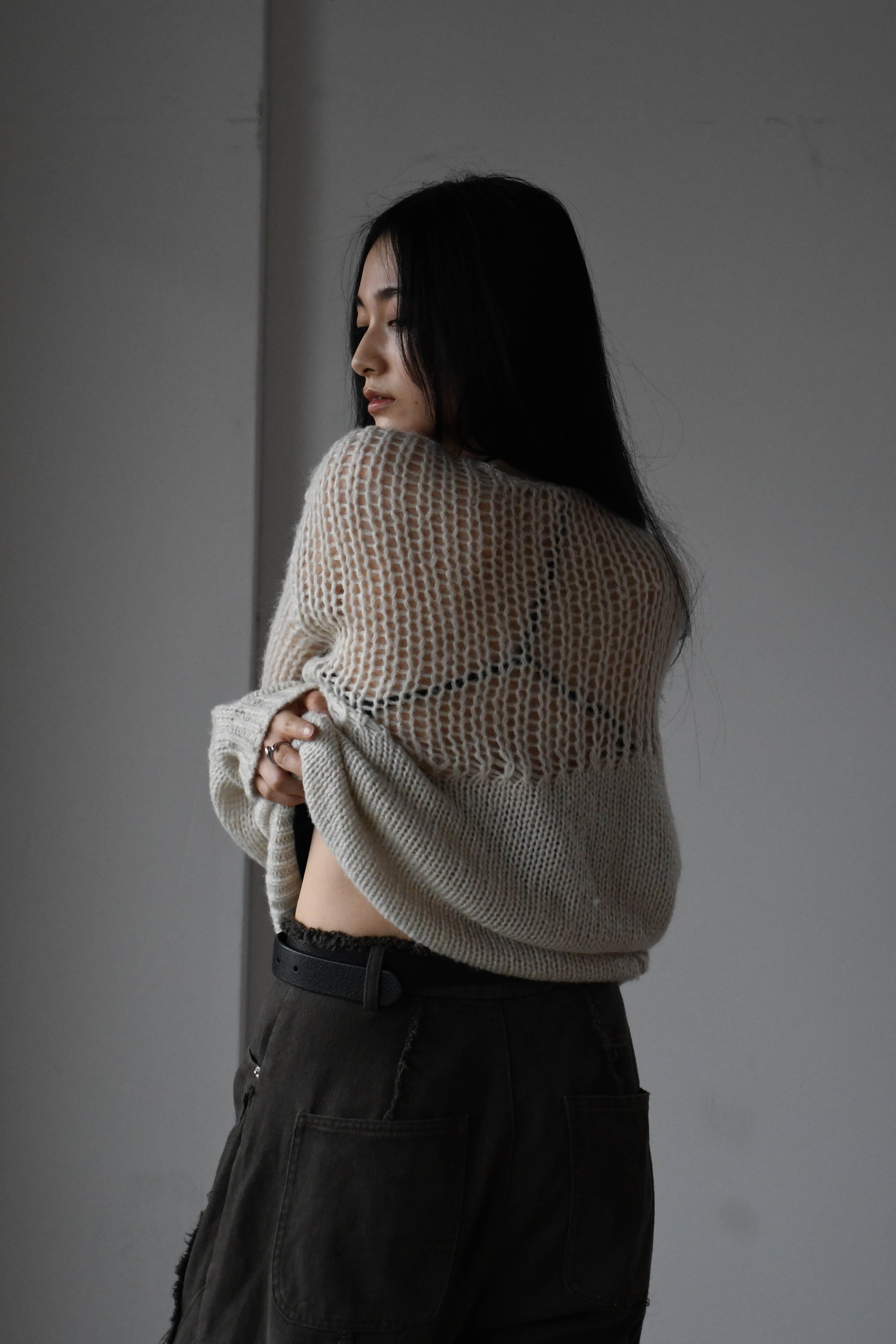 sheer asymmetry knit
