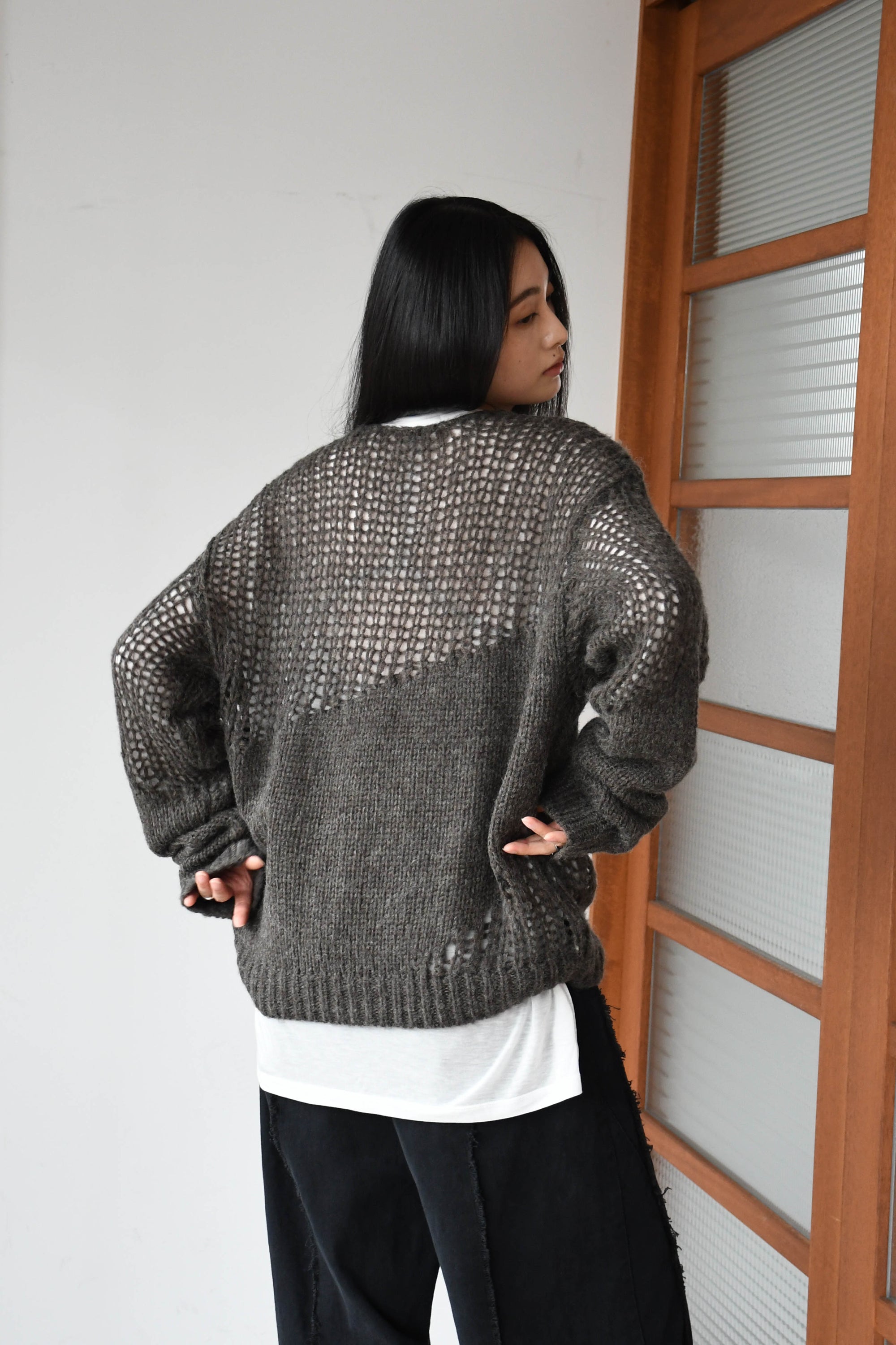 sheer asymmetry knit