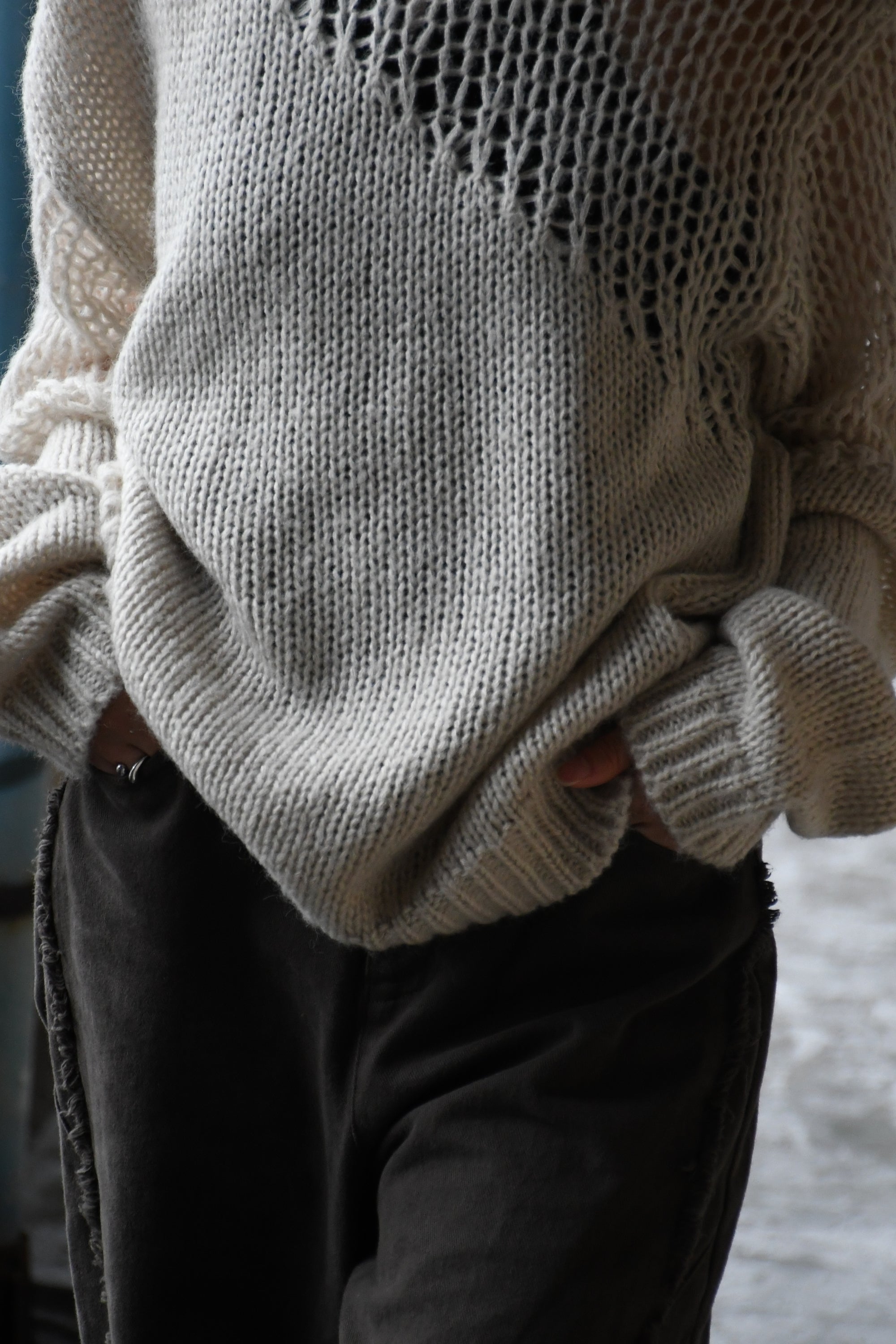 sheer asymmetry knit