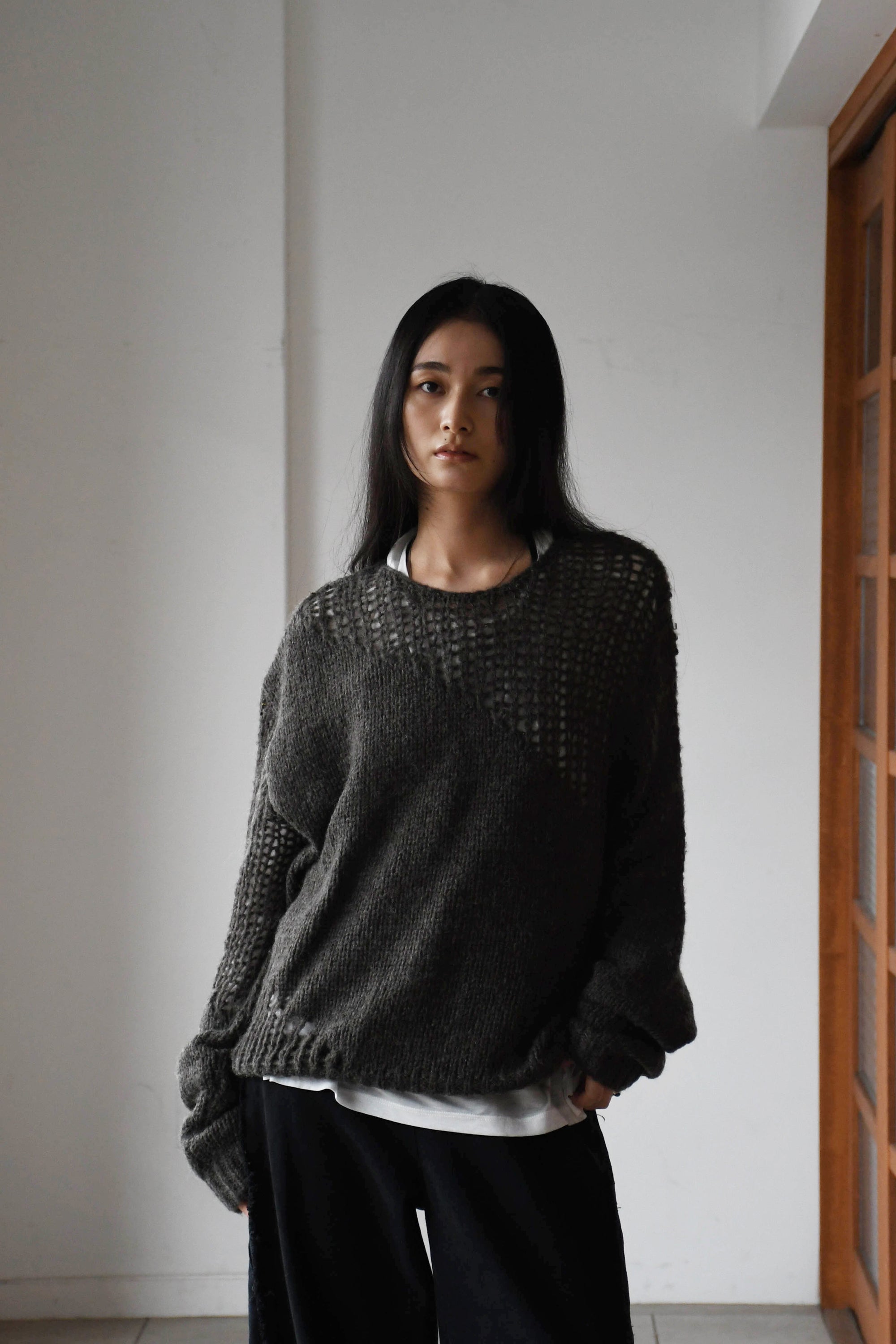 sheer asymmetry knit