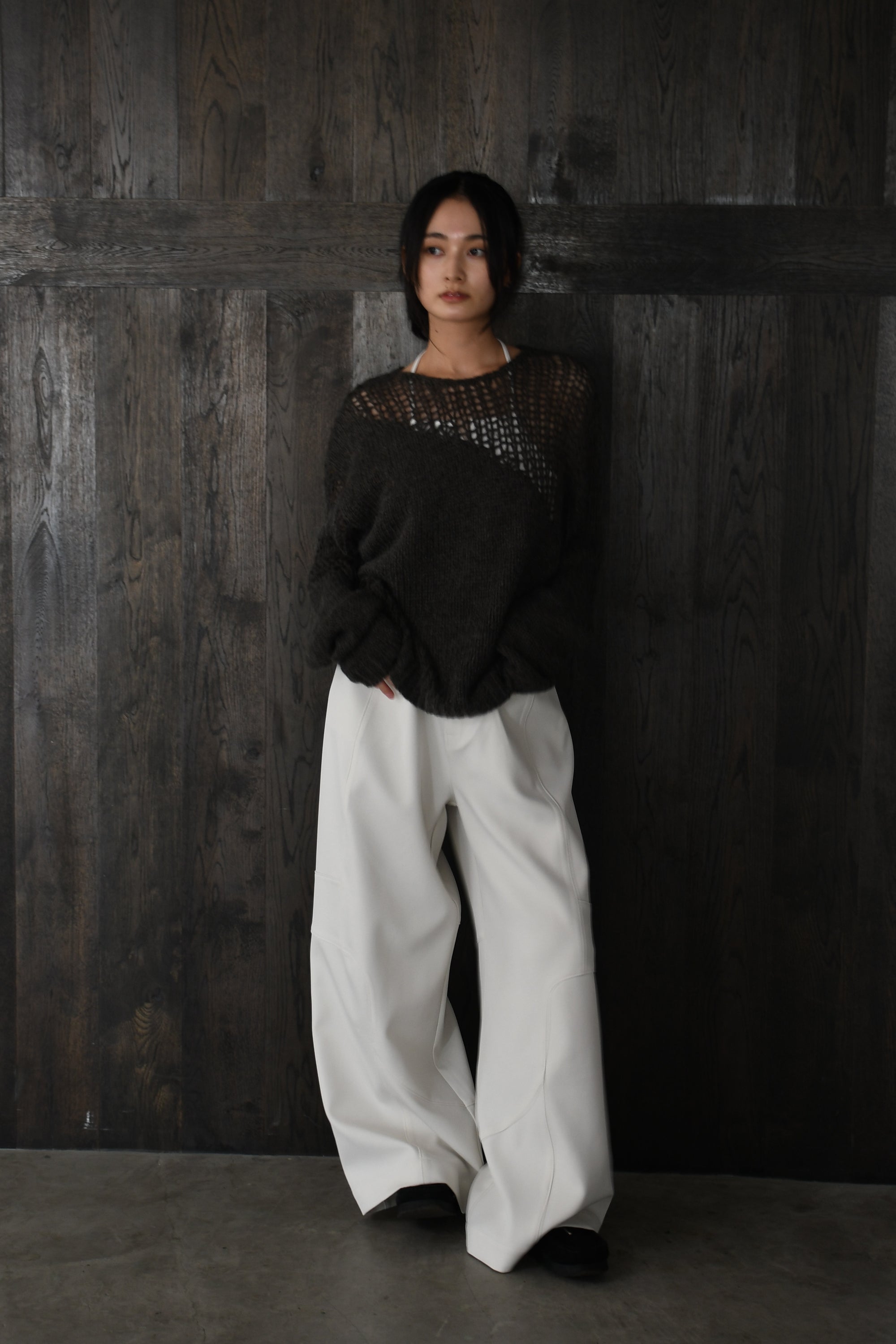 sheer asymmetry knit