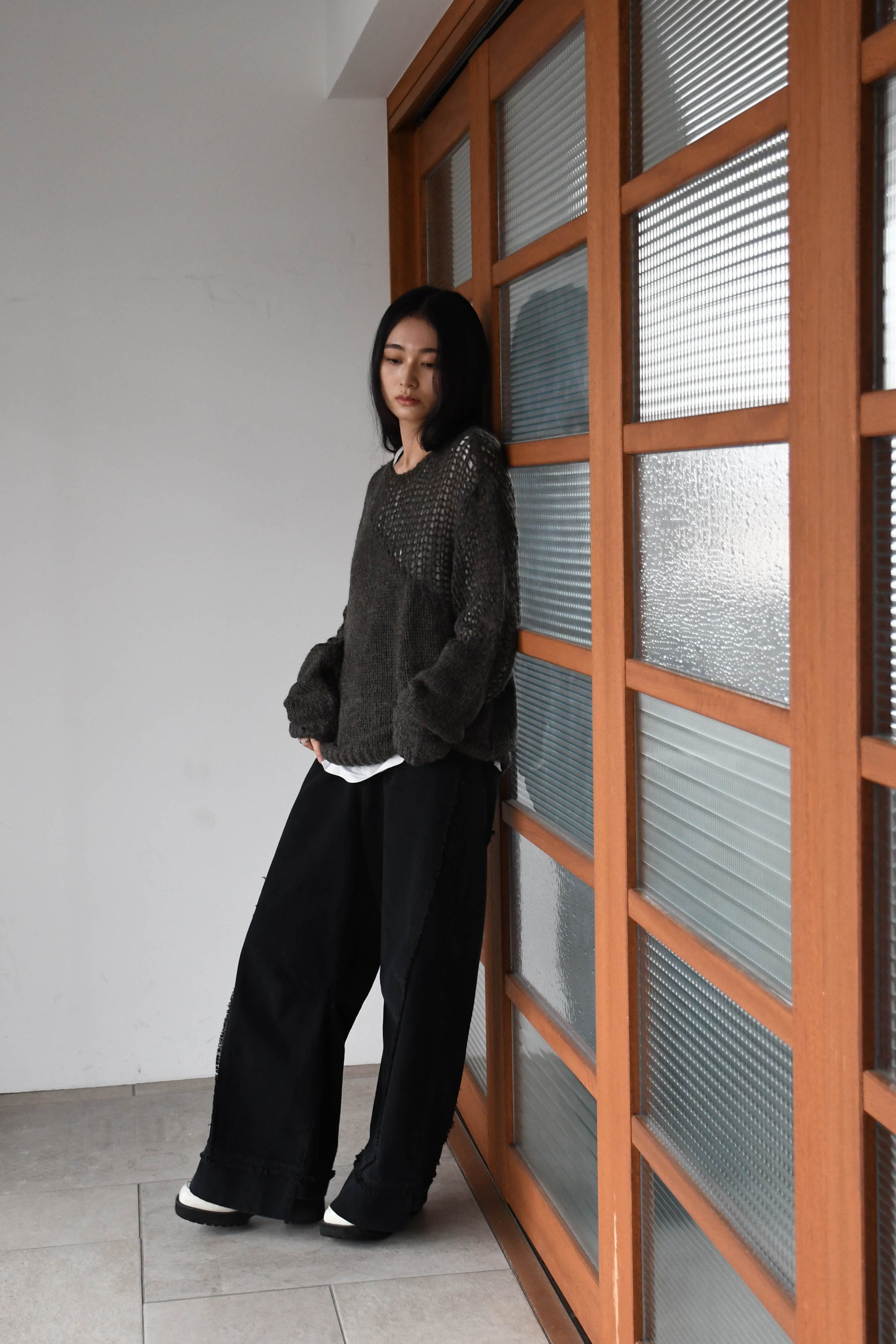 sheer asymmetry knit