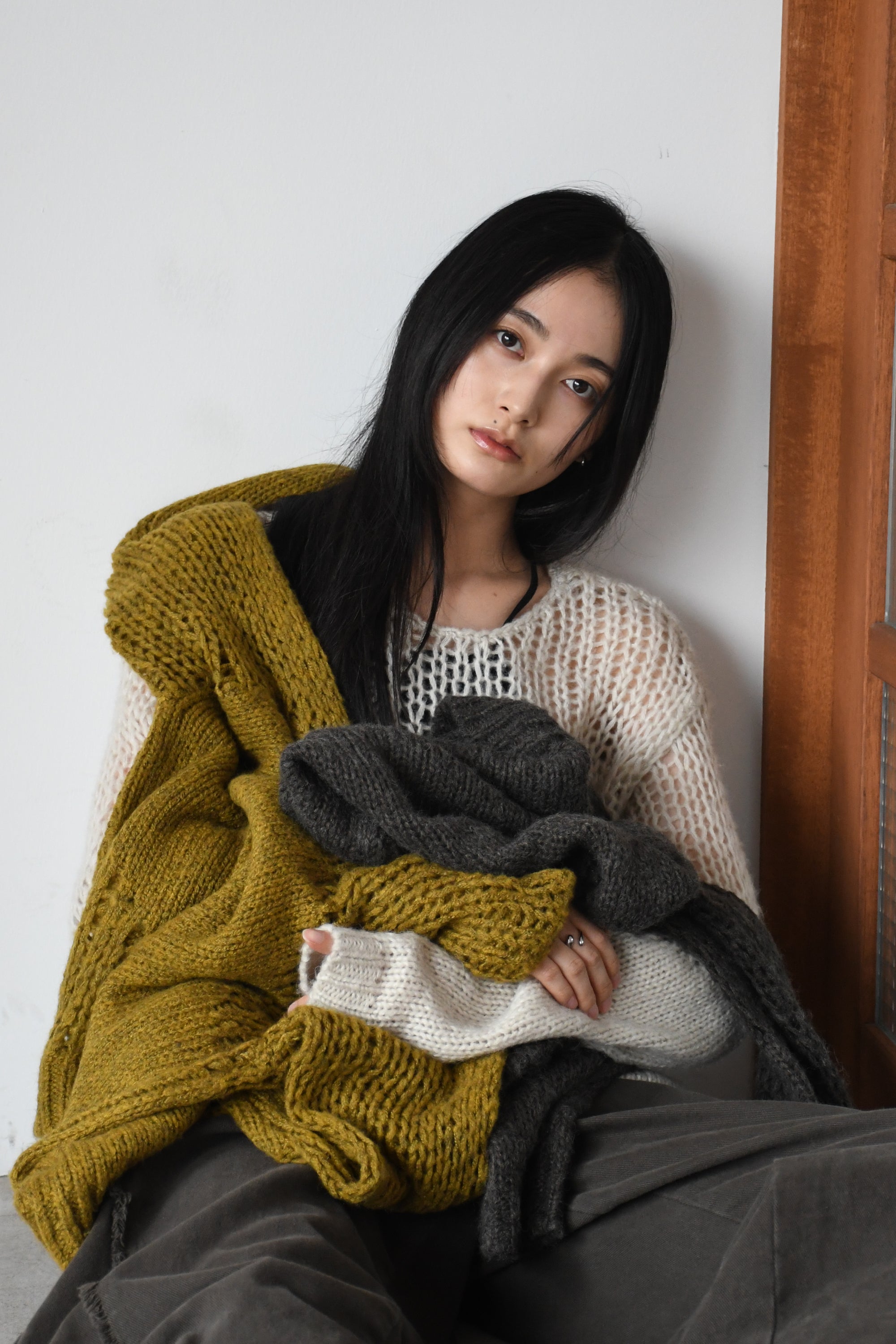 sheer asymmetry knit